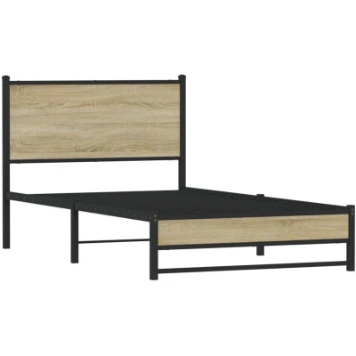Image of vidaXL Metal Bed Frame without Mattress Sonoma Oak 100x200 cm