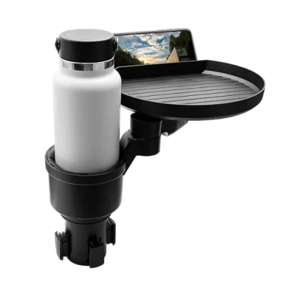 Image of Macally Car Cup Holder Tray and Expander for Enjoy Your Meal Extender with Phone Slot 9&quot; Food Table Drink Yeti, Hydroflask, etc.