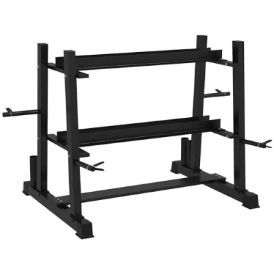 Image of SPORTNOW 3 Tier Dumbbell Rack, Versatile Weight Rack with 4 Rods for Dumbbells, Kettlebells and Plates (Rack Only)