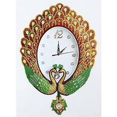 Image of LUSandy DIY 5D Diamond Painting Clock Kits for Adults Two Swan Partial Drill Special Shaped Art Wall Crystal Rhinestone by Number Mosaic Crafts Home Decor