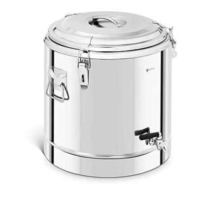 Image of Royal Catering Stainless Steel Insulated Beverage Dispenser Thermos Container Drain Tap 35L RCTP 35ET (Thermal Storage Up to 12 Hrs, Steel)