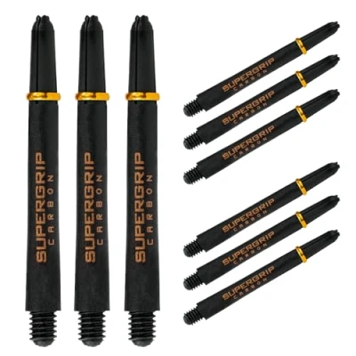 Image of Harrows Darts 3 x Sets of Supergrip Carbon Dart Stems 9 Shafts in Total Medium, Midi &amp; Short (Gold, Medium)