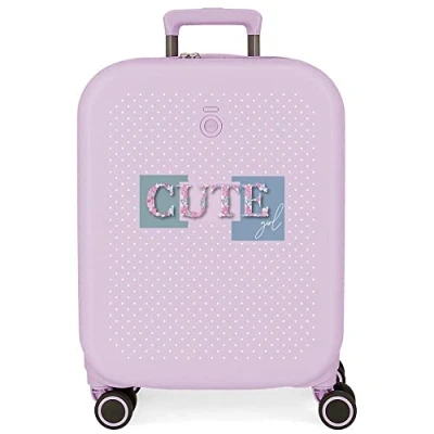Image of Enso Cute girl Cabin Suitcase Purple 40x55x20 cms Rigid ABS Integrated TSA lock 37L 2.74 kgs 4 Double wheels Expandable Hand Luggage