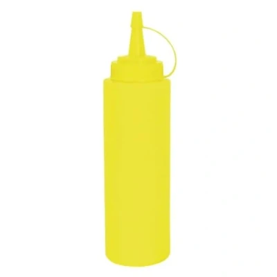 Image of Vogue Squeeze Bottle With Cap 227 ml/8 oz, Yellow, Material: Polyethylene, Sauce Bottle, Refillable Mustard Nozzle &amp; Cap, K056