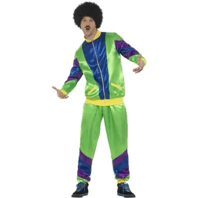 Image of Smiffys 80s Height of Fashion Shell Suit Costume, Male, Green, L Size 42 inch 44