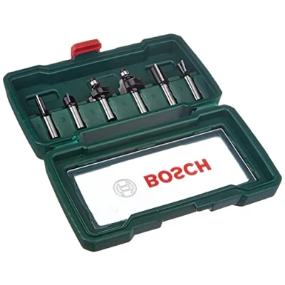 Image of Bosch 6 Piece Tungsten Carbide Router Bit Set (for Wood, Shank Ø 8 mm, Accessory Routers)