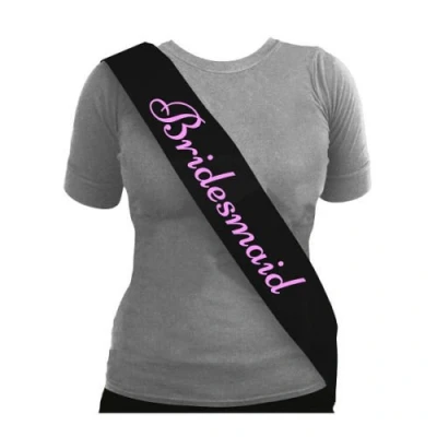 Image of Blue Planet Fancy Dress ® Bulk Buy Offers Black with Pink Hen Party Sash Bride to Be (1x Bridesmaid)