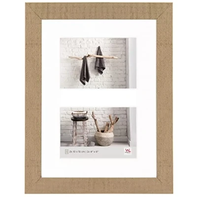 Image of walther Design Picture Frame Beige 2X 10x15 cm Gallery with PassepArtout, Home Wooden HO215C