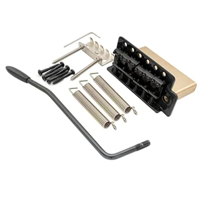 Image of Musiclily Pro 52.5mm Vintage 6 Screw Tremolo Bridge 36mm Solid Brass Block for Squier Strat Style Electric Guitar, Black