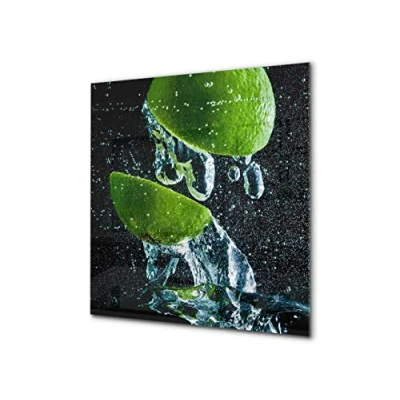 Image of Stylish Tempered Glass backsplash Kitchen splashback upstand BS09 Water Splash Series: Lime in 1