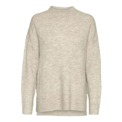 Image of VERO MODA Womens Vmlefile Oversize Boxy Blouse Ga Noos Sweater, Birch/Detail: with Melange, S UK