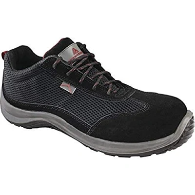 Image of Deltaplus ASTISPNO41 Low Shoes in Suede Split Leather with Mesh Inserts S1P SRC, Black, Size 7