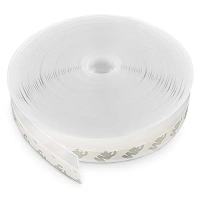 Image of Silicone Seal Door Strip Bottom, 10M(W: 25MM) Sealing Sticker Self Adhesive Weather Stripping for Gaps of House, Glass Shower, Window, Door, Weatherproof Soundproof Insect Proof(Transparent)