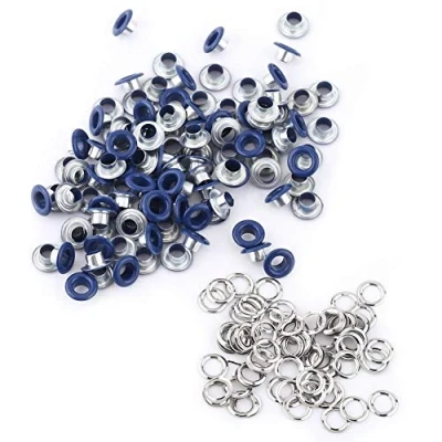 Image of Scrapbooking Eyelets,Eyelets Buckle Leather Craft Eyelets 3 Colors 100Sets 5mm Metal Eyelets, Metallic Eyelet Apparel Accessory New(Dark Blue)