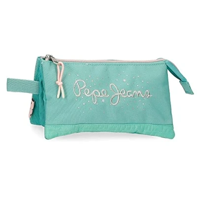 Image of Pepe Jeans Jane Triple Blue Pencil Case 22 x 12 5 cm Polyester