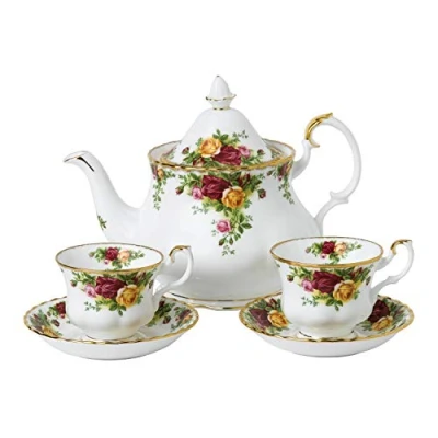 Image of Royal Albert Old Country Roses 40034978 Tea for Two 5 Piece Set White, Fine Bone China, 1.25 liters, Multicolour