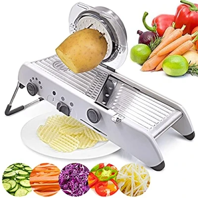 Image of 18 Types Adjustable Mandoline Slicer Stainless Steel Manual Cutter Vegetable Grater Julienne Fruit Waffle Kitchen Potato White