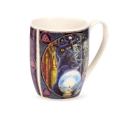 Image of Puckator Lisa Parker The Witch&#039;s Apprentice Cat Porcelain Mug Funny Home Accessories Cute Gifts for Girlfriend Large Mugs Men Women Hot Drinks Cups Presents Secret Santa Gift Cup Set