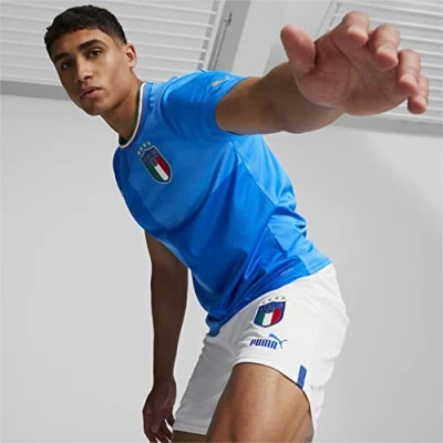 Image of FIGC 765643 Season 2022/23 Official Home T shirt Men&#039;s Ignite Blue Ultra L