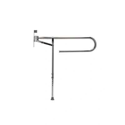 Image of Croydex Stainless Steel Foldaway Hand Rail with Drop Down Leg, White, 710 x 100 850 mm