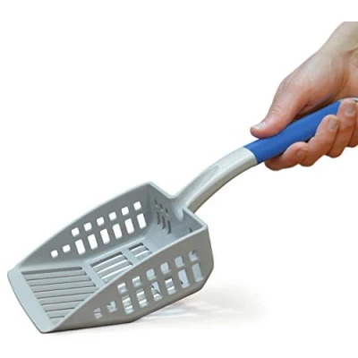 Image of PetFusion Large Cat Litter Scoop strong ABS plastic &amp; flat lead edge to shovel UNDERNEATH for easier cleaning,Grey