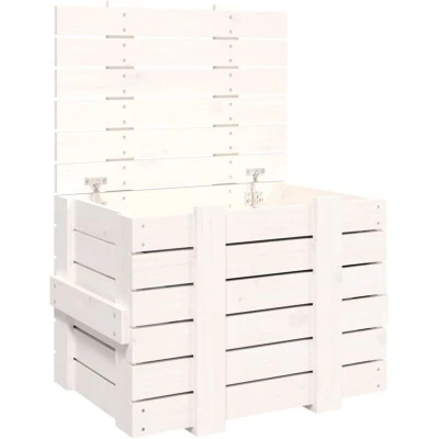 Image of vidaXL Storage Box White 58x40.5x42 cm Solid Wood Pine
