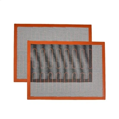 Image of Amazon Basics Silicone Non Stick Perforated Baking Mat for Bread, Pastry, Cookies, Easy to Clean, Reusable, 2 Pack, Black/Red/White, Rectangular, 15.7&quot; x 11.8&quot; (Previously AmazonCommercial brand)