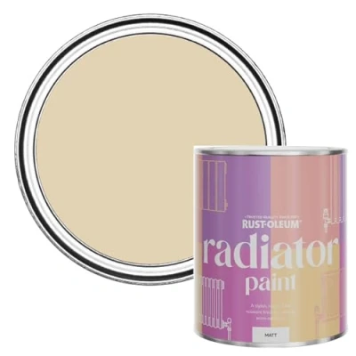 Image of Rust Oleum Beige Heat Resistant Radiator Paint in Matt Finish Sandhaven 750ml