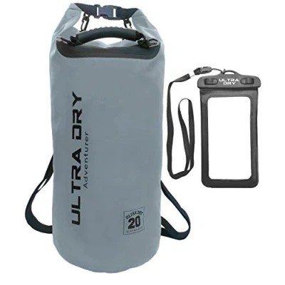Image of Premium Waterproof Bag, Sack with phone dry bag and long adjustable Shoulder Strap Included, Perfect for Kayaking/Boating/Canoeing/Fishing/Rafting/Swimming/Camping/Snowboarding (gray, 20 L)