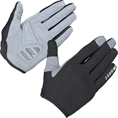 Image of GripGrab Unisex&#039;s Women&#039;s Shark Gel Padded Fullfinger Gravel Mountain Bike Gloves Long Shock Absorbing Cushioned Summer Cycling, Black, Small