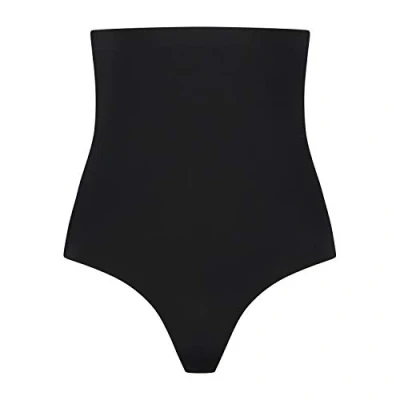 Image of Bye Bra Invisible Thong, High Waist, Low Control, No Stitch, Cotton Gusset, Lightweight, 3 Colors, S XXL Black