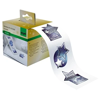 Image of SIGEL CS115 Christmas Stickers on a roll &quot;Christmas Gifts&quot;, 200 stickers, gold