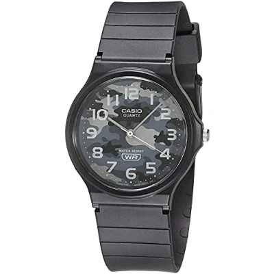 Image of Casio MQ24 8CL Men&#039;s Casual black Rubber Strap Grey Camo Dial 3 Hand Analog Watch, black,