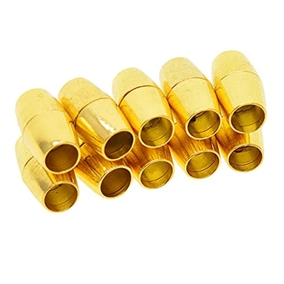 Image of 10 Sets Kumihimo Cord End Cap, Magnetic Clasp, Ribbon Clamp, Jewelry Making Finding Supplies gold