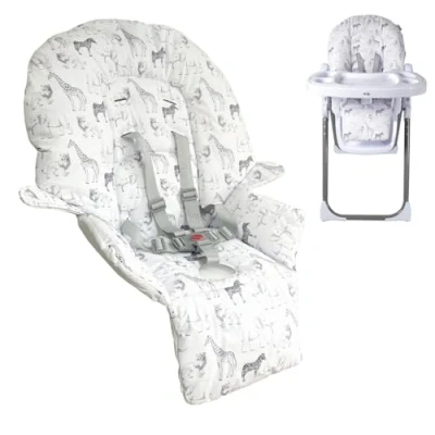 Image of My Babiie MBHC8 Premium Highchair Seat Cover Only with 5 Point Harness Padded PVC Cover, Easy Clean, Cushion Compatible Safari