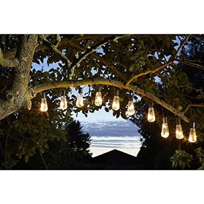 Image of Smart Solar Garden Products 1060265 Eureka! Vintage Lightbulb String Lights 10 Bulbs, Multi Colour