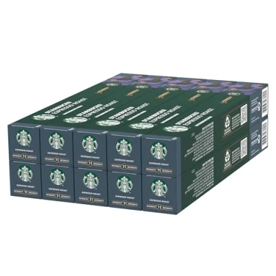 Image of STARBUCKS Espresso Roast by Nespresso, Dark Roast, Coffee Capsules 10 x (100 Capsules)