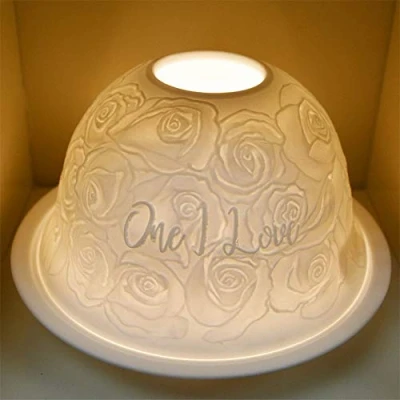 Image of Nordic Light Tealight Candle Holder Love, Set of Shade &amp; Plate, Living, Dining Room Table, Home Decor Accessories Porcelain One Size, White Patterned