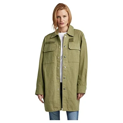 Image of G Star RAW Womens Oversized Overshirt Green Cotton Size X Large