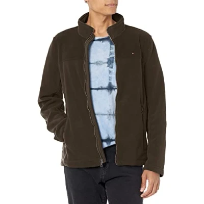 Image of Tommy Hilfiger Men&#039;s Lightweight Polar Fleece Jacket, Olive, M