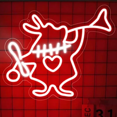 Image of Rabbit Neon Signs, Dimmable Red Light for Wall Art Decor, LED Up Signs USB Powered Birthday Party Bedroom Man Cave Living Room Home Decor