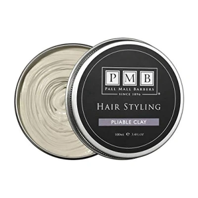 Image of Pall Mall Barbers, Finest Hair Styling for Men Since 1896 Pliable Clay 100ml Strong Hold Mens Defining Texture with Dry Matte Shine