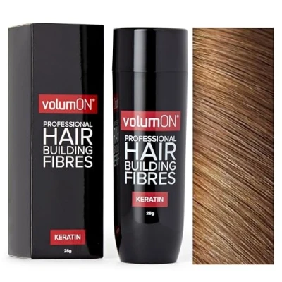 Image of Volumon Professional Hair Building Fibres Loss Concealer KERATIN 28g Get Upto 30 Uses CHOOSE FROM 8 COLOUR SHADES (Light Brown)