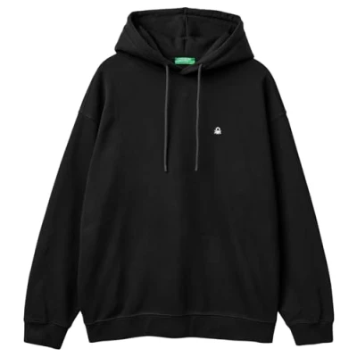 Image of United Colors of Benetton Men&#039;s Shirt C/CAPP. m/l 342zu201k Hooded Sweatshirt, Black, XXL