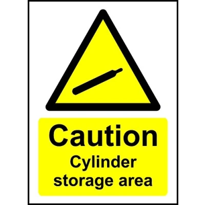Image of Caution Cylinder Storage Area Safety Sign 1.2mm Rigid plastic 400mm x 300mm