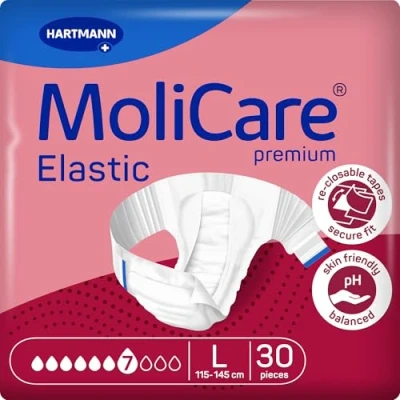 Image of MoliCare Premium Elastic Unisex Disposable Slip: Discreet Use for Woman and Men with Incontinence; 7 Drops, Size S, Pack of 30