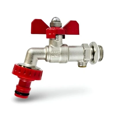Image of Wärmer System Outside Garden Tap with Check Valve, 1/2 inch Tap, Double Outlet (Butterfly Hose Connector)