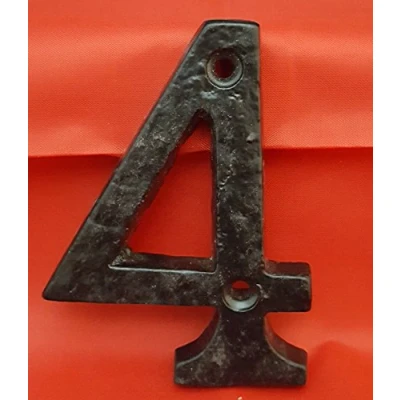 Image of 3&quot; HEAVY BLACK ANTIQUE IRON NO:4 HOUSE DOOR NUMBER NUMERALS NUMBERS