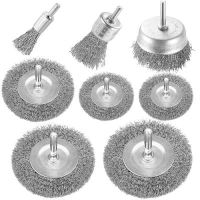 Image of Wire Wheel Cup Brush Drills Set 8 pcs,Steel Metal Brushes for Drill 1/4 Inch Shank Cleaning Rust, Flakes and Abrasives Attachment