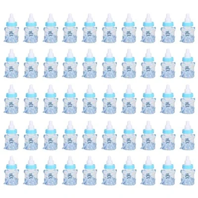 Image of Baby Shower Feeding Bottle,50Pcs Mini Fillable Feeder Style with Bear,Candy Bottle Reusable Filling Candy Box Party Favors Supplies for Kids Birthday Decoration(Blue）